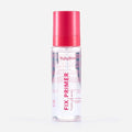Fix Primer Ruby Rose, primer fijador de maquillaje en envase transparente con tapa rosa.