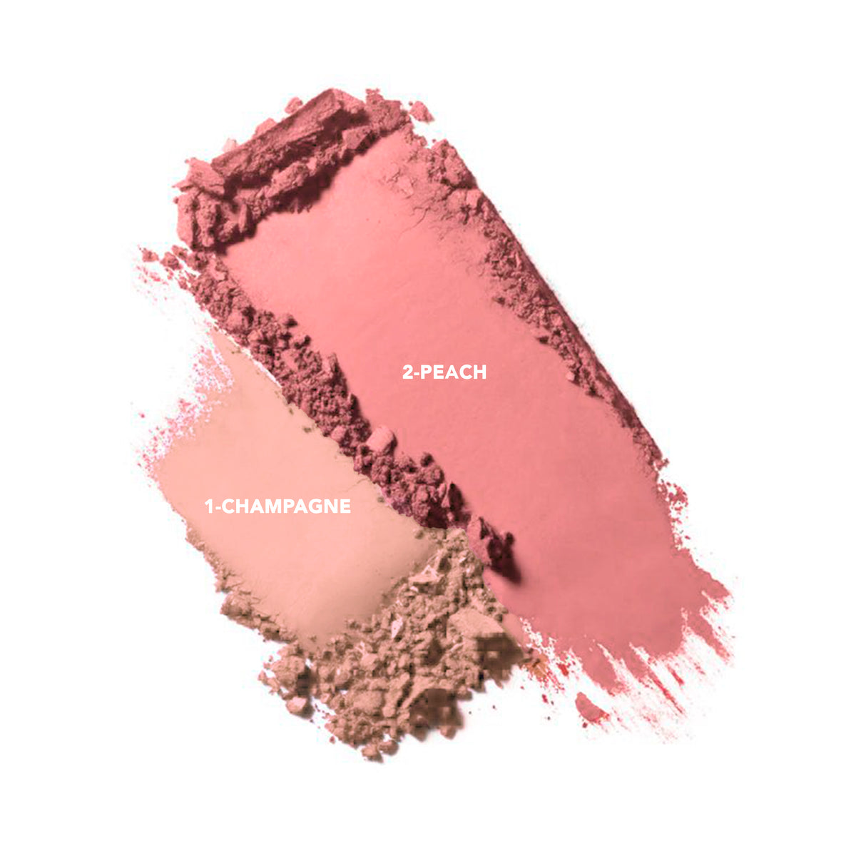 Muestras de tonos del Rubor Compacto Duo Dual Cheeks Ruby Rose: Champagne y Peach.