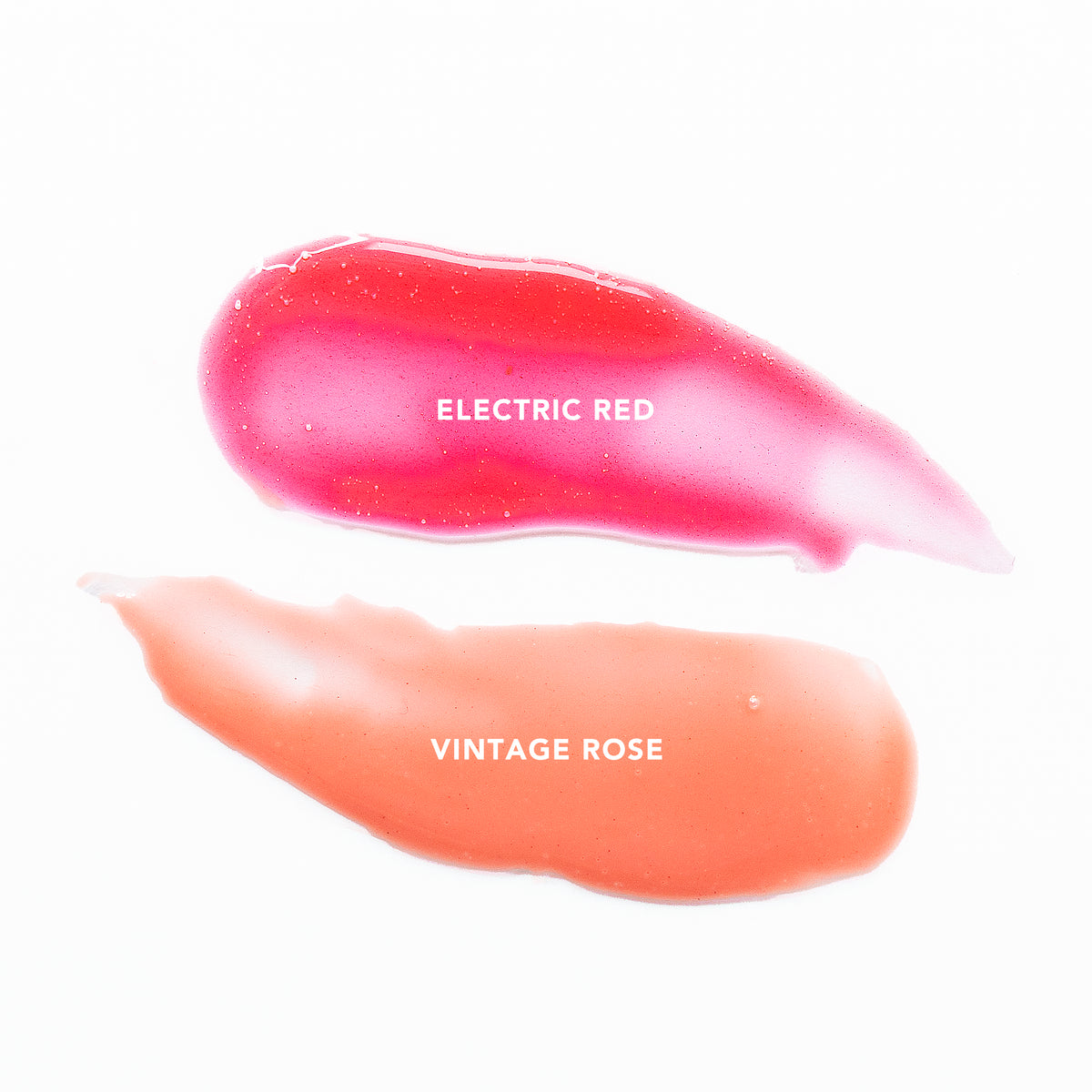 Muestras Lip Glow Ruby Rose en tonos Electric Red y Vintage Rose.
