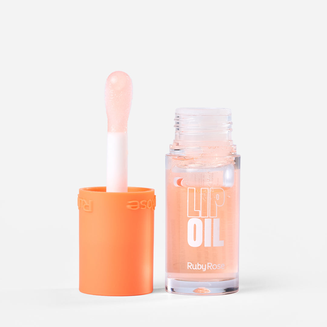 Lip Oil Ruby Rose tono naranja con aplicador.