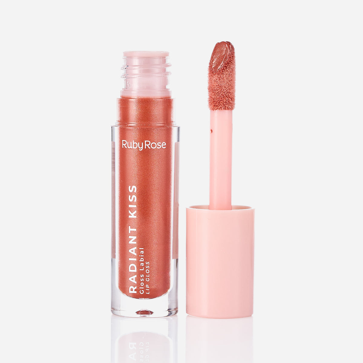 Lip Gloss Radiant Kiss Ruby Rose tono RK30 abierto con aplicador.